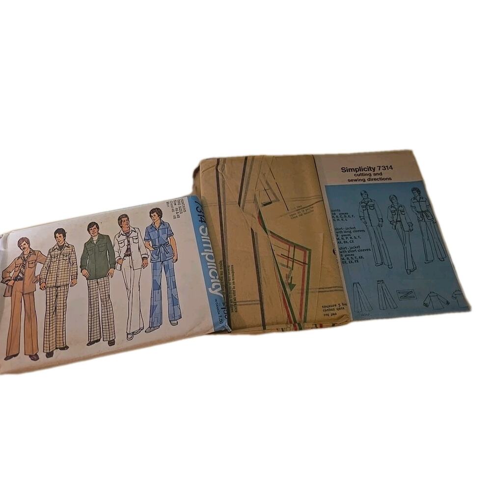 NEW Vtg Simplicity 7314 Men's Shirt-Jacket, Pants‎ Sewing Uncut Pattern 46 & 48